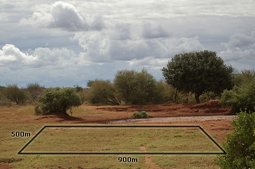 Area of grass measuring 900m x 500m